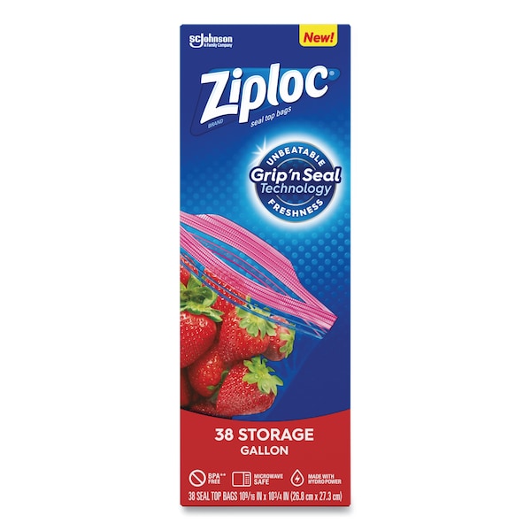 Ziploc Double Zipper Storage Bags, 1 gal, 1.75 mil, 10.56x10.75, Clear, PK342 PK - 314470