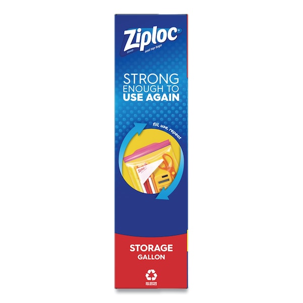 Ziploc Double Zipper Storage Bags, 1 gal, 1.75 mil, 10.56x10.75, Clear, PK342 PK - 314470