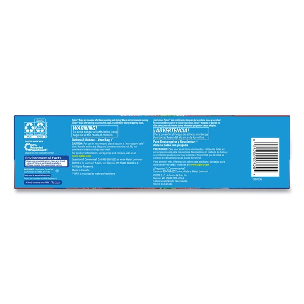 Ziploc Double Zipper Storage Bags, 1 gal, 1.75 mil, 10.56x10.75, Clear, PK342 PK - 314470