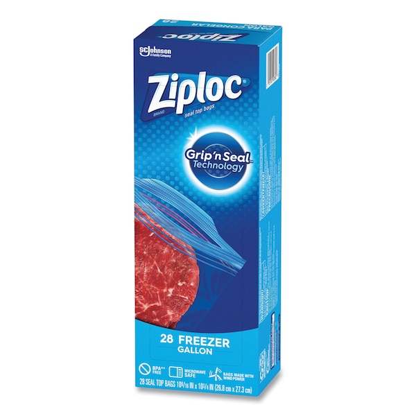 Ziploc Zipper Freezer Bags, 1 gal, 2.7 mil, 9.6" x 12.1", Clear, PK252 PK - 314445