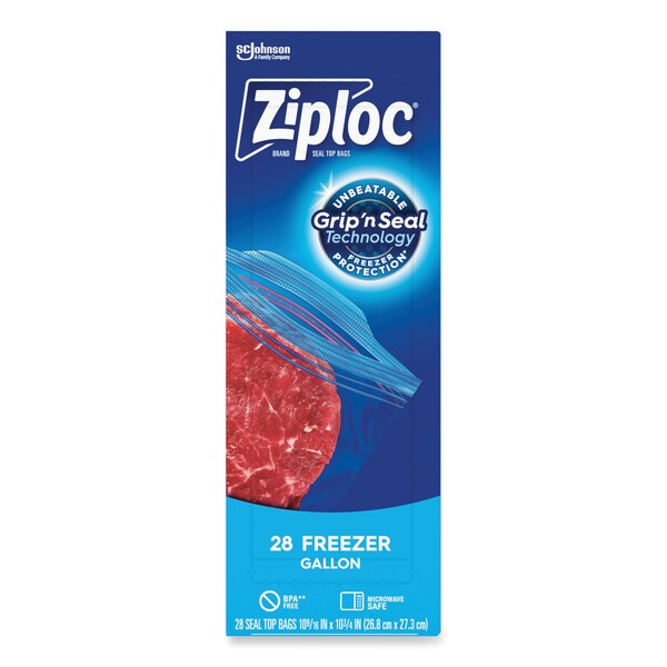 Ziploc Zipper Freezer Bags, 1 gal, 2.7 mil, 9.6" x 12.1", Clear, PK252 PK - 314445