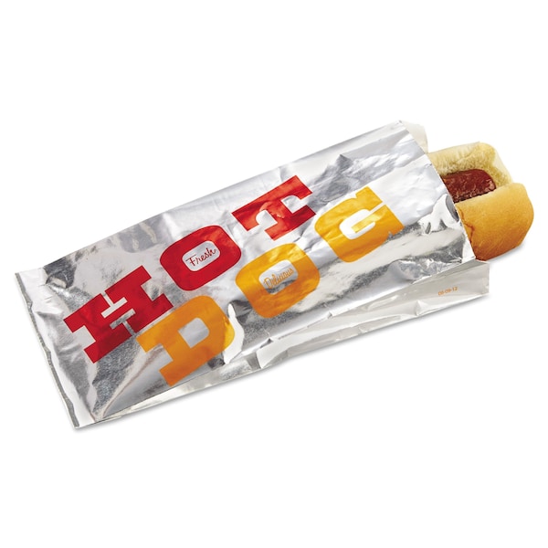 Bagcraft Foil Single-Serve Bags, 3.5" x 8.5", White/"Hot Dog", PK1000 - BGC 300455
