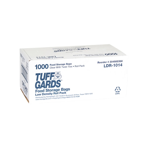 Tuffgards Bag Low Density Roll Pack 10x14 Food Storage, PK1000 - 304985388