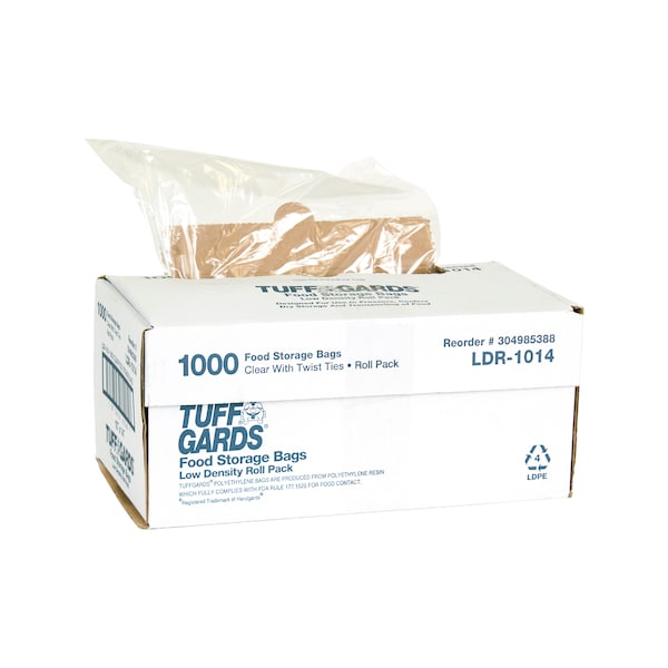 Tuffgards Bag Low Density Roll Pack 10x14 Food Storage, PK1000 - 304985388