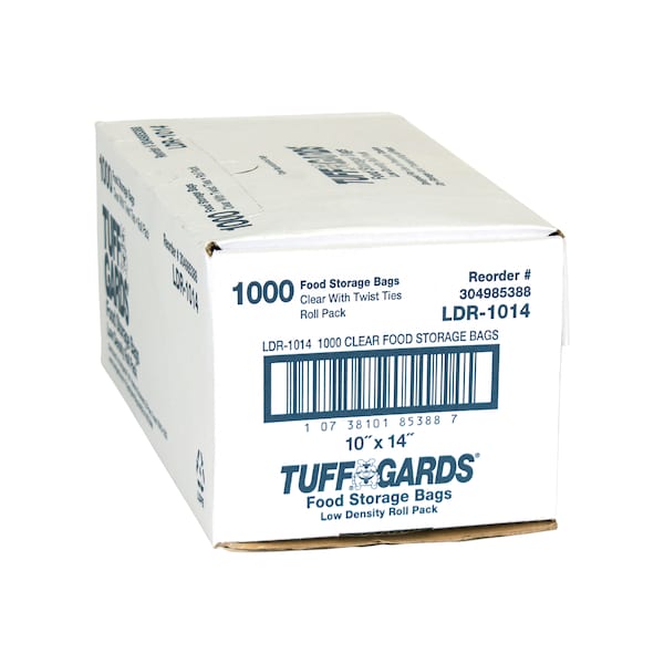 Tuffgards Bag Low Density Roll Pack 10x14 Food Storage, PK1000 - 304985388