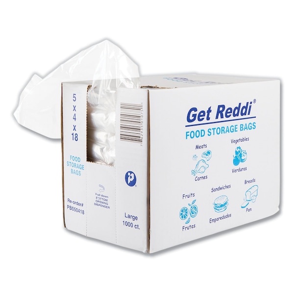 Inteplast Group Food Bags for Large Bread Loaves, 5" x 4.5" x 18", Clear, PK1000 - PB050418
