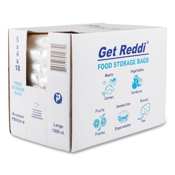 Inteplast Group Food Bags for Large Bread Loaves, 5" x 4.5" x 18", Clear, PK1000 - PB050418