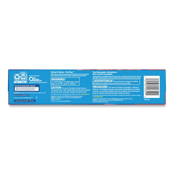 Ziploc Double Zipper Storage Bags, 1 gal, 1.75 mil, 9.6 x 12.1, Clear, PK228 PK - 314467
