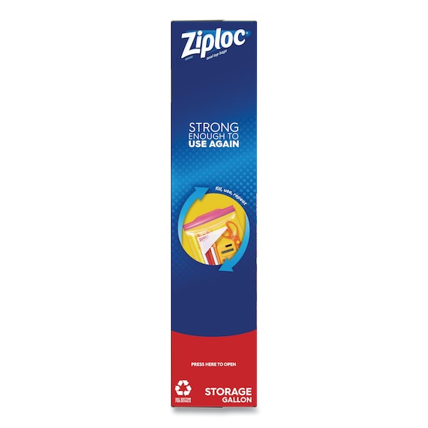 Ziploc Double Zipper Storage Bags, 1 gal, 1.75 mil, 9.6 x 12.1, Clear, PK228 PK - 314467