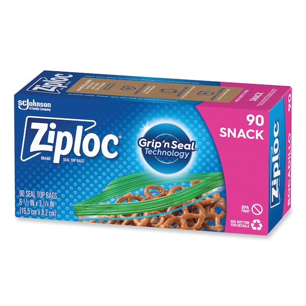 Ziploc Seal Top Snack Bags, 10 oz, 6.5" x 3.25", Clear, PK1080, 1080PK - 315892