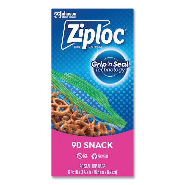 Ziploc Seal Top Snack Bags, 10 oz, 6.5" x 3.25", Clear, PK1080, 1080PK - 315892