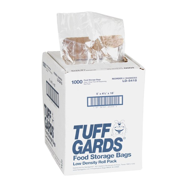 Tuffgards 5"x4.5"x18" .6 mil Low Density Roll Pack Clear Food Storage Bag, PK1000 - 304985353