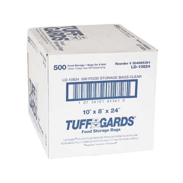 Tuffgards Tuff Gards 10"x8"x24" 1.2Ml Roll Pack Clear Food Storage Bag, PK500 - 304985361