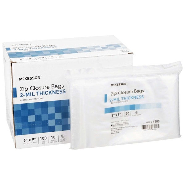 Mckesson Zip Closure Bag, 6 x 9 Inches, 1000PK - 4580
