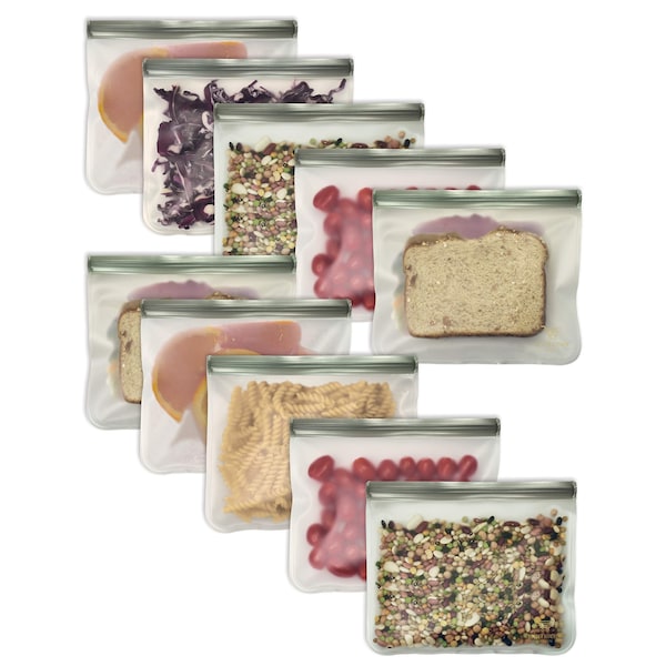 Better Kitchen Products Reusable Sandwich Food Bags, Double Zip Lock Closure, 10PK - 97260