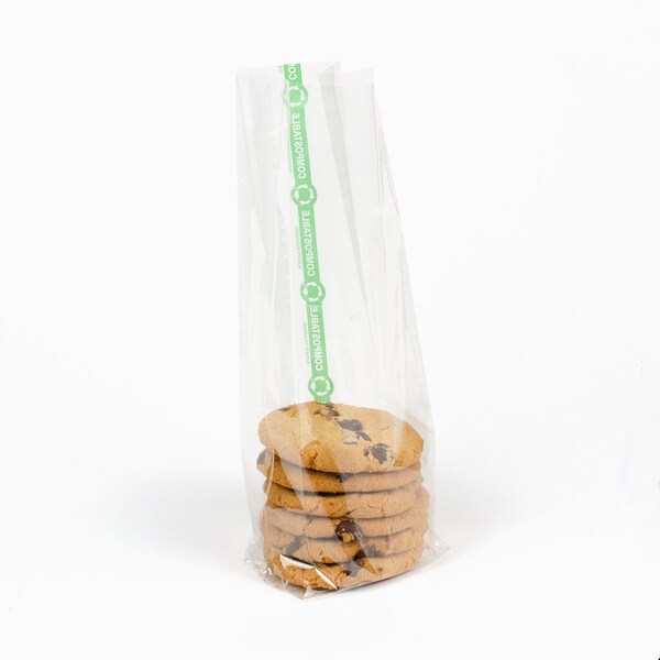 Elevate Packaging 2 x 1.75 x 10 in. Compostable Gusseted Cellophane Bags, 100PK - GC2110