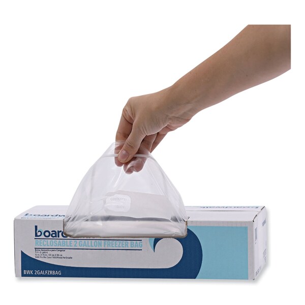 Boardwalk Reclosable Food Storage Bags, 2 gal, 2.7 mil, 13" x 15", Clear, PK100 - BWK2GALFZRBAG