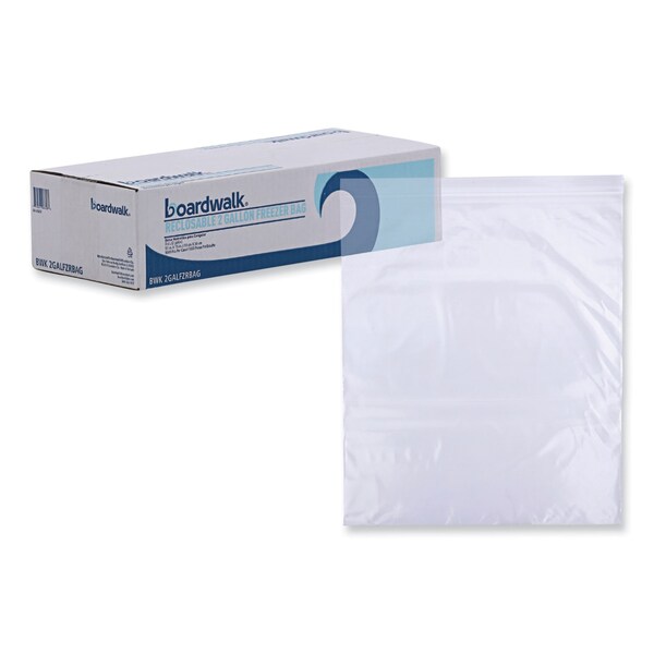 Boardwalk Reclosable Food Storage Bags, 2 gal, 2.7 mil, 13" x 15", Clear, PK100 - BWK2GALFZRBAG