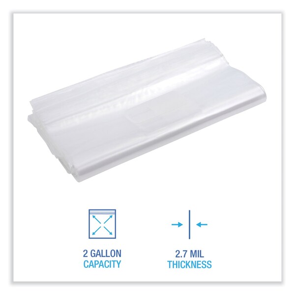 Boardwalk Reclosable Food Storage Bags, 2 gal, 2.7 mil, 13" x 15", Clear, PK100 - BWK2GALFZRBAG