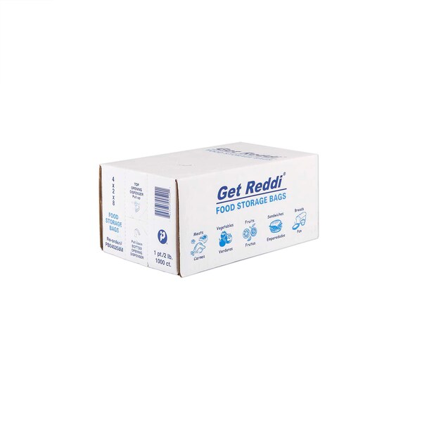 Pitt Plastics Get Redid 4"x2"x8" .85mm Clear Food Storage Bag, PK1000 - PB040208M