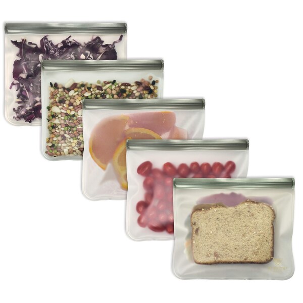 Better Kitchen Products Reusable Sandwich Food Bags, Double Zip Lock Closure, 5PK - 97250
