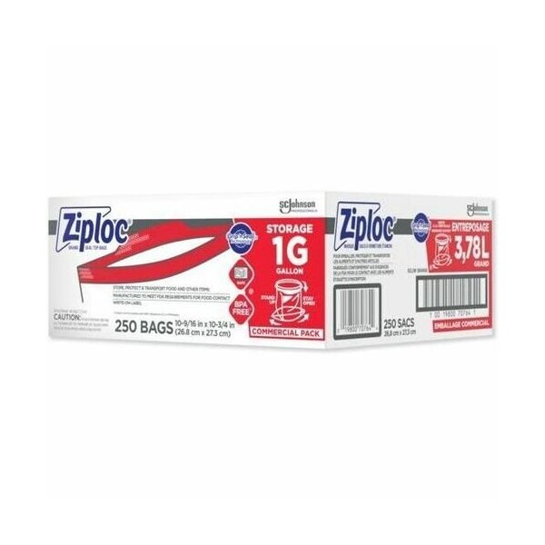 Sc Johnson Storage Bags, 1 Gallon, 1.75 mil, 10-1/2inx11in, Clear - SJN364948