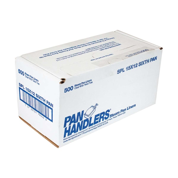 Panhandlers High Density 1/6 Size Pan 15"x12" Twist Tie Steam Pan Liner, PK500 - 303679946