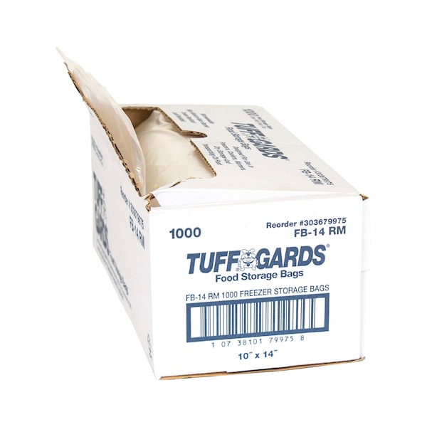 Tuffgards Food Storage Tie Closure Clear 10"x14" Freezer Storage Bag, PK1000 - 303679975