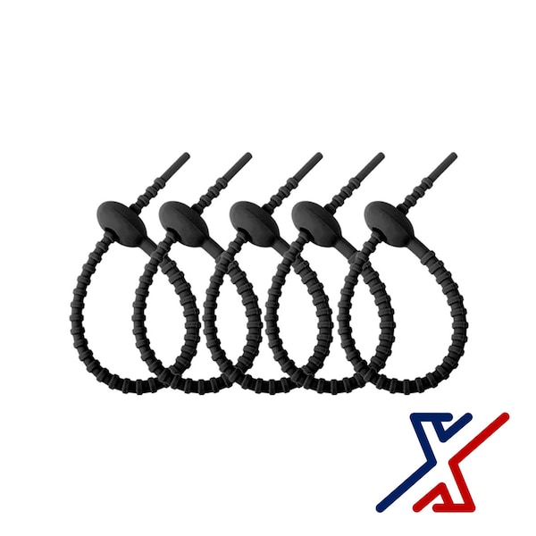 X1 Tools 4-1/4 Black  Reusable Silicone Ties, FDA Food Grade 36 Ties by X1 Tools - X1E-CON-CAB-SIL-4040X36