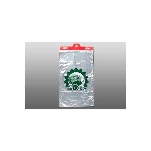 Lk Packaging Printed Produce Bags, "Eat 5 A Day", 11"W x 17"L, .55 Mil, Clear, 2000/Pack - E1117LLD-D5