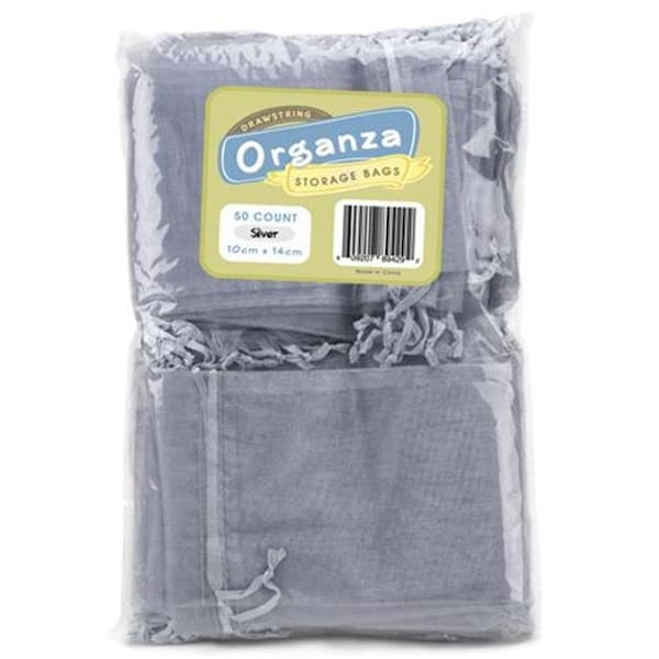 Coolcollectibles Lot of 50 Silver Drawstring Organza Storage Bags - CO9679