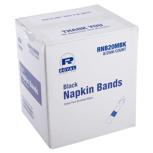 Amercareroyal Royal Black Napkin Band, PK20000 - RNB20MBK