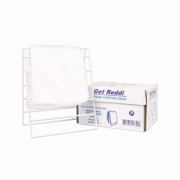 Inteplast Group Get Reddi Saddle Pack Poly Food Portion Bags, Fold-Top Closure, 0.5 mil, 6.5 in. x 7 in., Clear, 2000PK - PC657-SP
