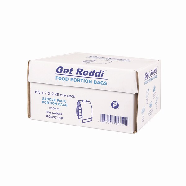 Inteplast Group Get Reddi Saddle Pack Poly Food Portion Bags, Fold-Top Closure, 0.5 mil, 6.5 in. x 7 in., Clear, 2000PK - PC657-SP