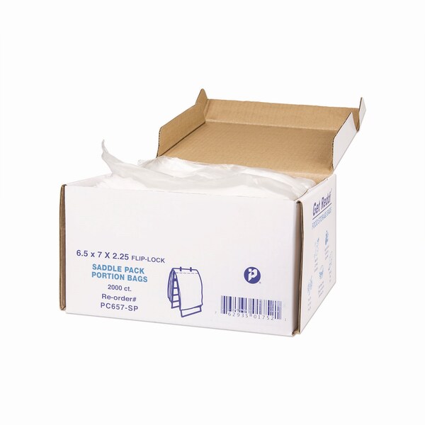 Inteplast Group Get Reddi Saddle Pack Poly Food Portion Bags, Fold-Top Closure, 0.5 mil, 6.5 in. x 7 in., Clear, 2000PK - PC657-SP