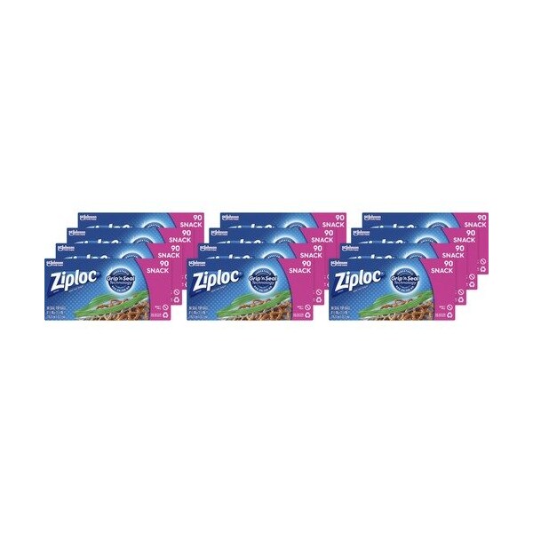 Sc Johnson Storage Bags, Snack Size, 6-1/2inx3-1/4in, CL, 12PK - SJN315892CT