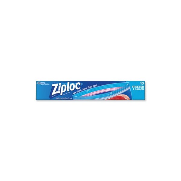 Sc Johnson ZIPPER FREEZER BAGS, 2 GAL, 13in X 15in, CLEAR, 10PK - 314446