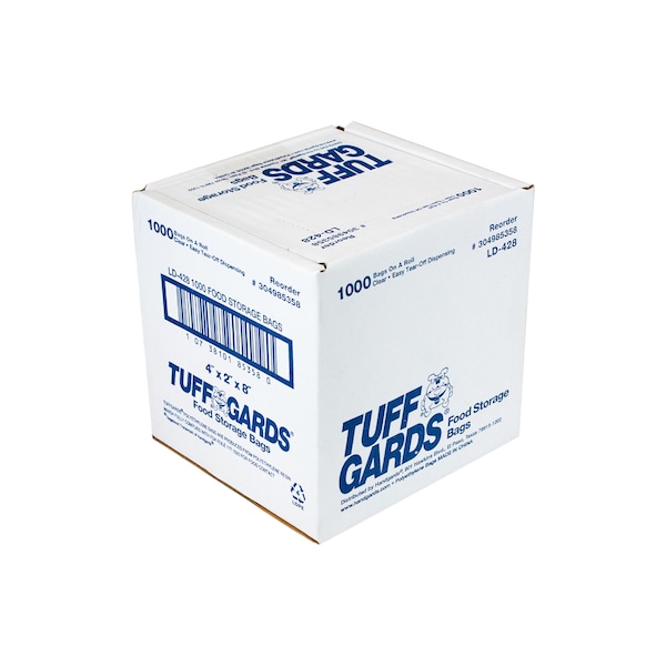 Tuffgards 4"x2"x8" .6 mil Low Density Roll Pack Clear Food Storage Bag, PK1000 - 304985358