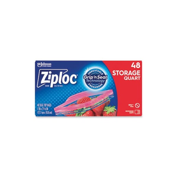Sc Johnson Ziploc, DOUBLE ZIPPER STORAGE BAGS, 1 QT, 1.75 MIL, 9.63in X 8.5in, CLEAR, 9PK - 314469