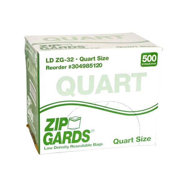 Zipgards Zipgards Low Density Recloseable 7"x8" qt. Storage Bag, PK500 - 304985120