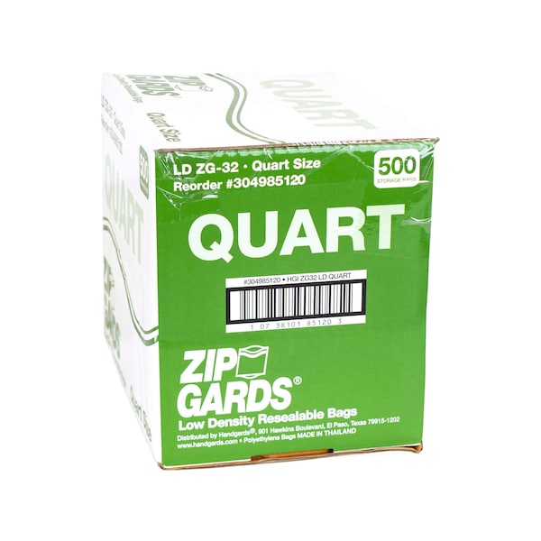 Zipgards Zipgards Low Density Recloseable 7"x8" qt. Storage Bag, PK500 - 304985120
