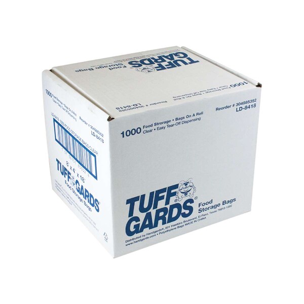 Tuffgards 8"x4"x18" .6 mil Low Density Roll Pack Clear Food Storage Bag, PK1000 - 304985352