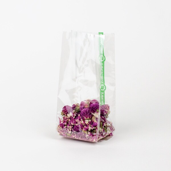 Elevate Packaging 3.125 x 2.875 x 8 in. Compostable Gusseted Cellophane Bags, 100PK - GC3821