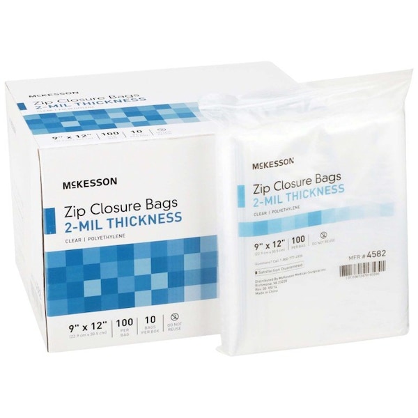 Mckesson Zip Closure Bag, 9 X 12 Inches, 2000PK - 4582