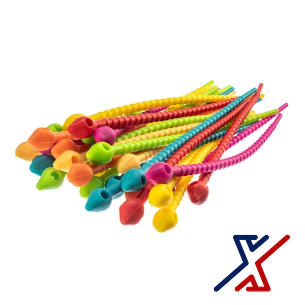 X1 Tools 7-1/2 Assorted Colors Reusable Silicone Ties, FDA Food Grade 24 Ties by X1 Tools - X1E-CON-CAB-SIL-9080X24