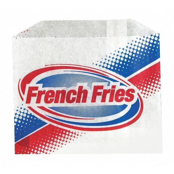 Value Brand Printed French Fry Bags, 4 7/8 x 4", PK1000 - E-7173