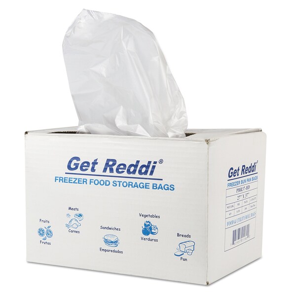 Inteplast Group Get Reddi Freezer Food Storage Bags, 0.5 mil, 27"x37", Natural, PK200 - PBR37-HD