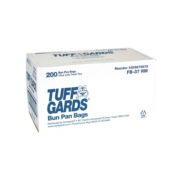 Tuffgards Roll Pack With Twist Tie Closure 27"x37" Clear Flat Bun Pan Bag, PK200 - 303679979