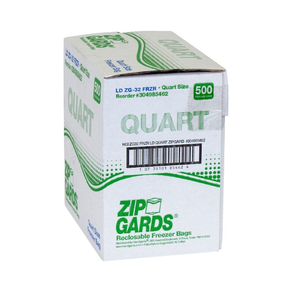 Zipgards Zipgard Freezer Bag qt. 2.7Mil, PK500 - 304985462