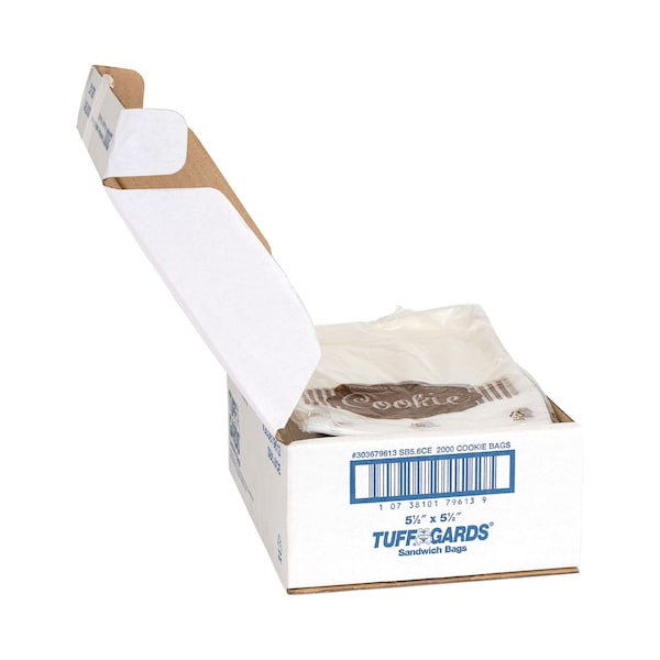 Tuffgards 5.5"x5.5" High Density Clear Saddle Printed Cookie Bag, PK2000 - 303679613